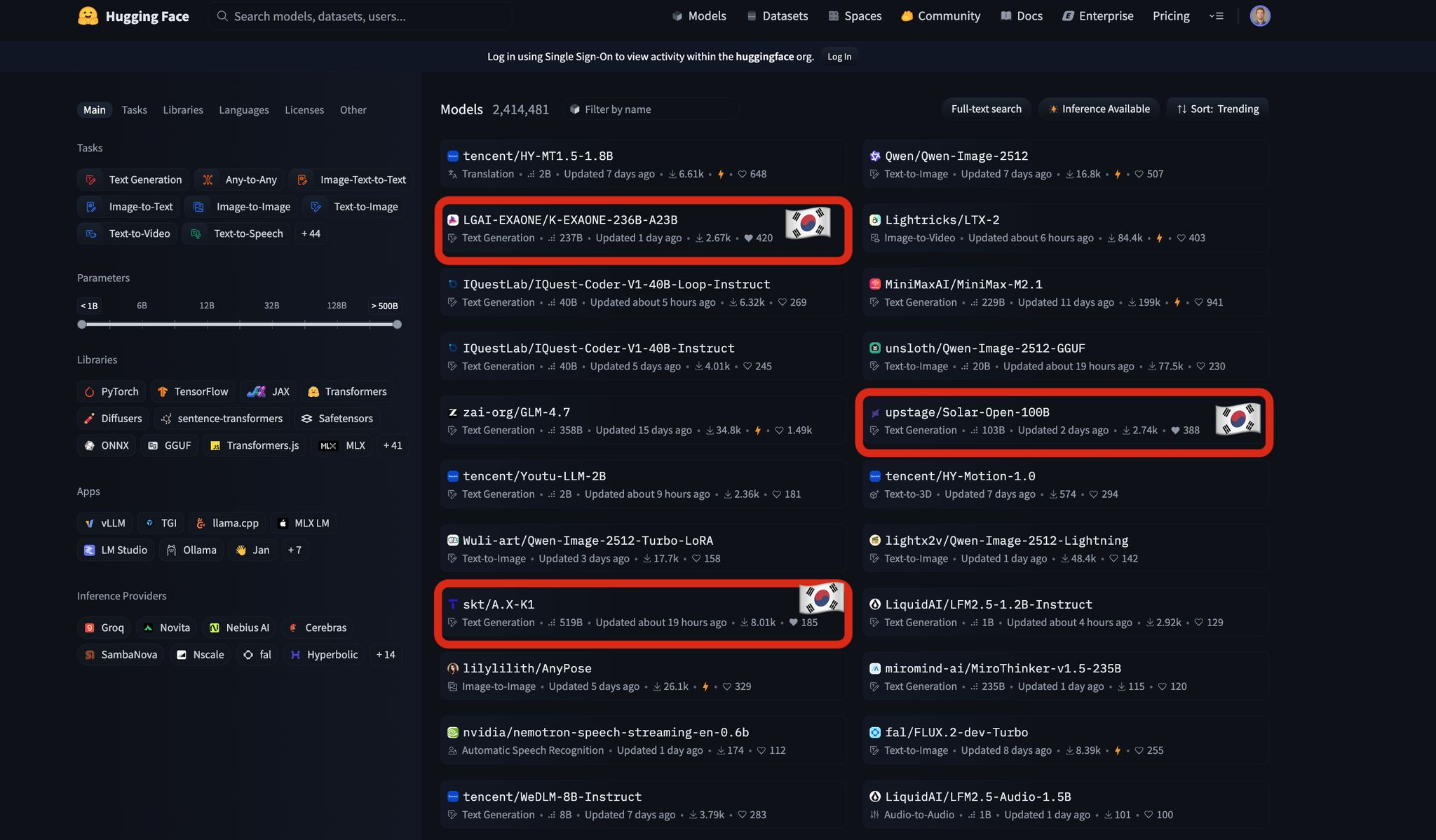 Three models from South Korea trended simultaneously on Hugging Face Hub in February 2026